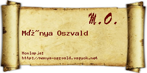 Mánya Oszvald névjegykártya